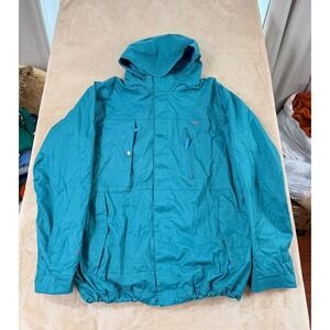 Foursquare Snowboard Jacket Mens XL Teal Blue Hooded Powder Skirt EUC